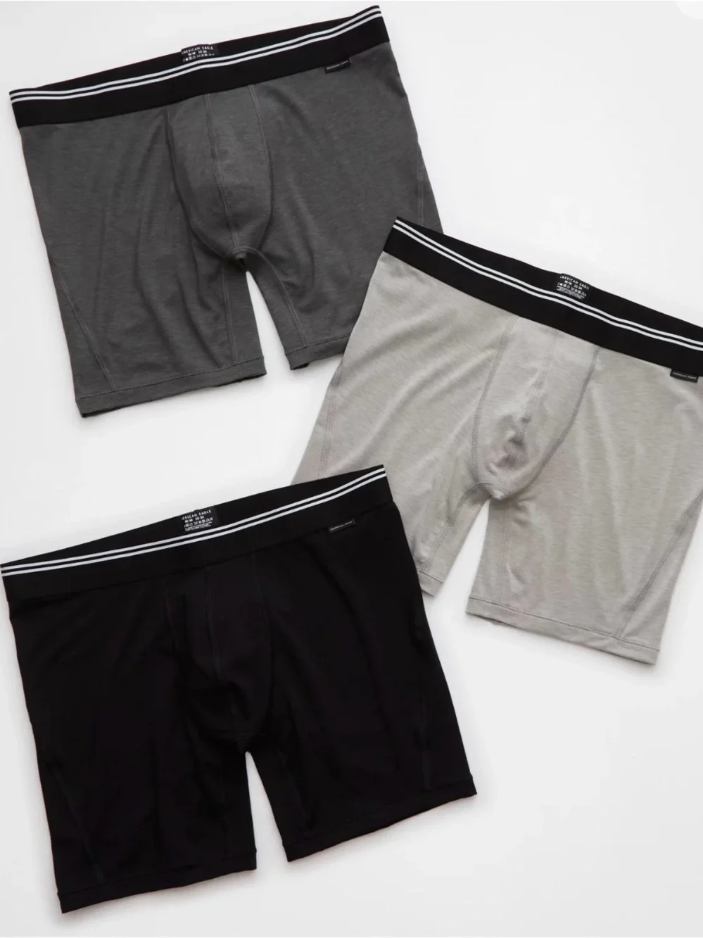 American Eagle Outfitters 3-Pack Boxer Briefs in Black, Dark Gray, Light Gray